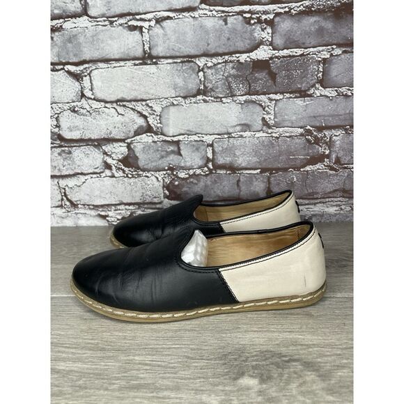 Charix Black Leather Ivory Classic Slip On Loafers Flats Shoes Women 36EU/6M US - Picture 11 of 16